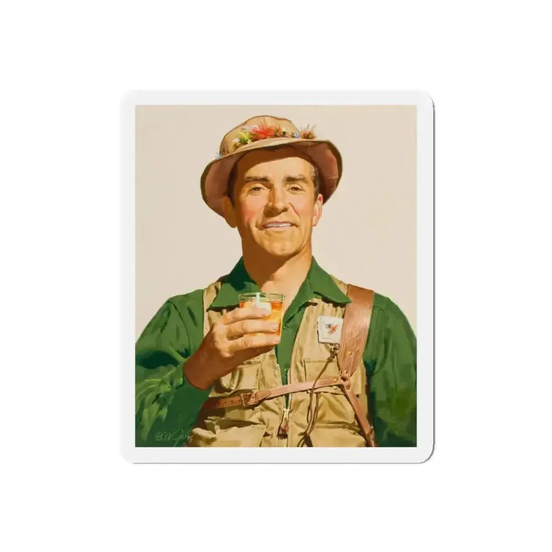 Fishing and hunting illustrations (1) (Magazine Illustration) Refrigerator Magnet - The Sticker Space