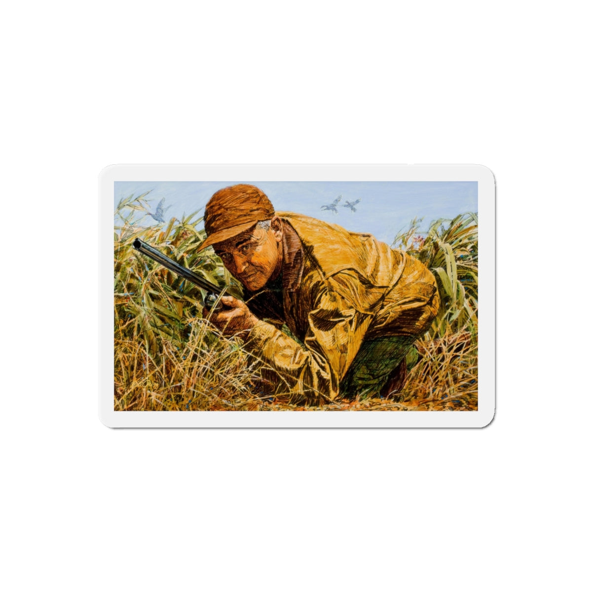 Fishing and hunting illustrations (2) (Magazine Illustration) Refrigerator Magnet-6" × 6"-The Sticker Space