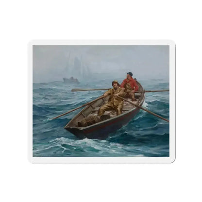 Fishing on Grand Banks , 1938 (Magazine Illustration) Refrigerator Magnet 2 Inch Die-Cut - The Sticker Space