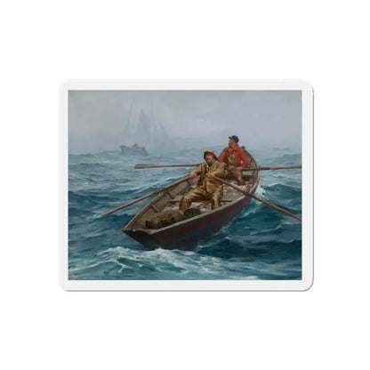 Fishing on Grand Banks , 1938 (Magazine Illustration) Refrigerator Magnet 4 Inch Die-Cut - The Sticker Space