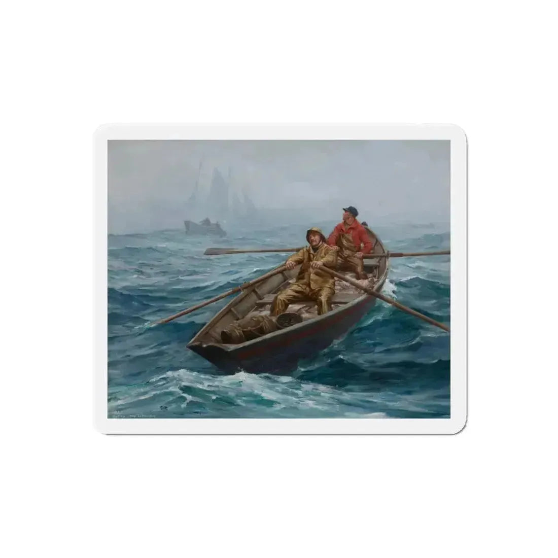 Fishing on Grand Banks , 1938 (Magazine Illustration) Refrigerator Magnet 6 Inch Die-Cut - The Sticker Space