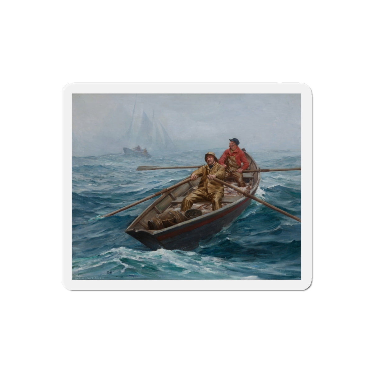 Fishing on Grand Banks , 1938 (Magazine Illustration) Refrigerator Magnet-6" × 6"-The Sticker Space