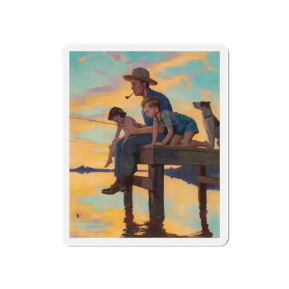Fishing Time, calendar illustration (Magazine Illustration) Refrigerator Magnet - The Sticker Space