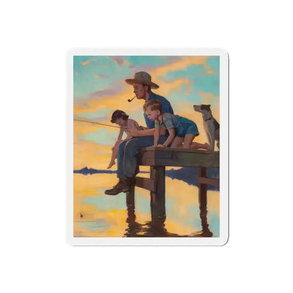 Fishing Time, calendar illustration (Magazine Illustration) Refrigerator Magnet - The Sticker Space