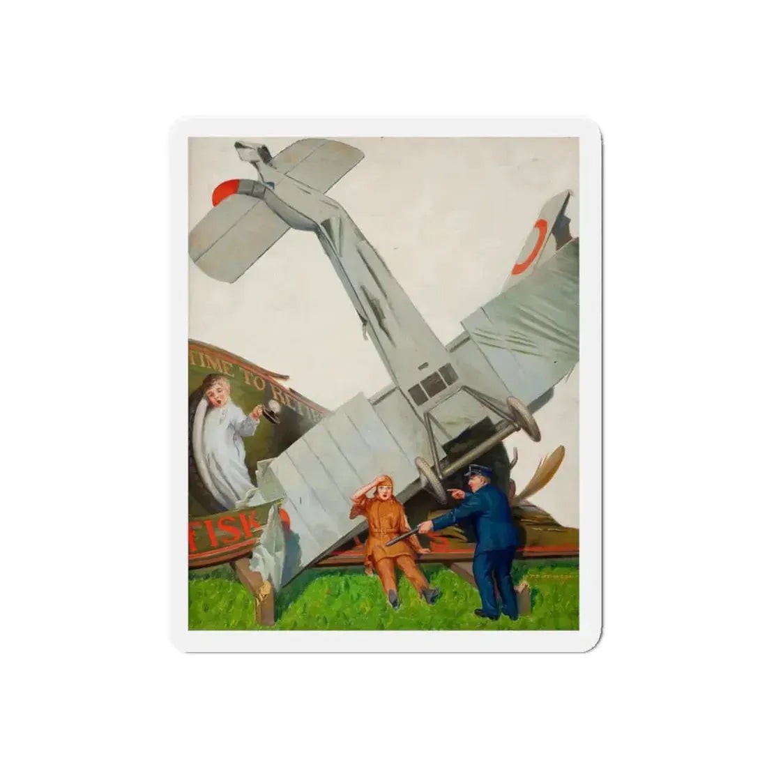 Fisk Co.--Time to Retire, advertising illustration (Magazine Illustration) Refrigerator Magnet 6 Inch Die-Cut - The Sticker Space