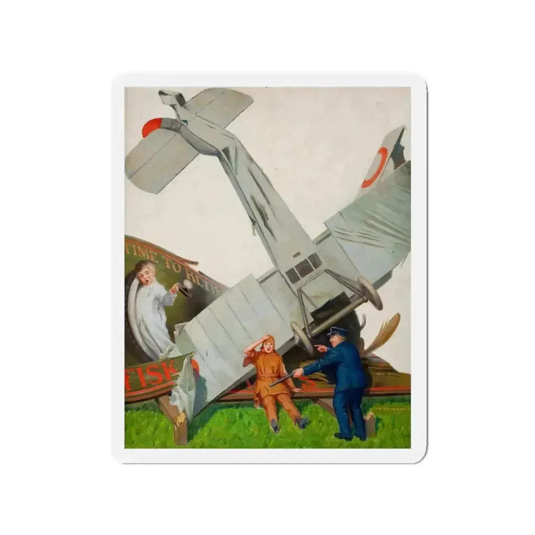 Fisk Co.--Time to Retire, advertising illustration (Magazine Illustration) Refrigerator Magnet - The Sticker Space