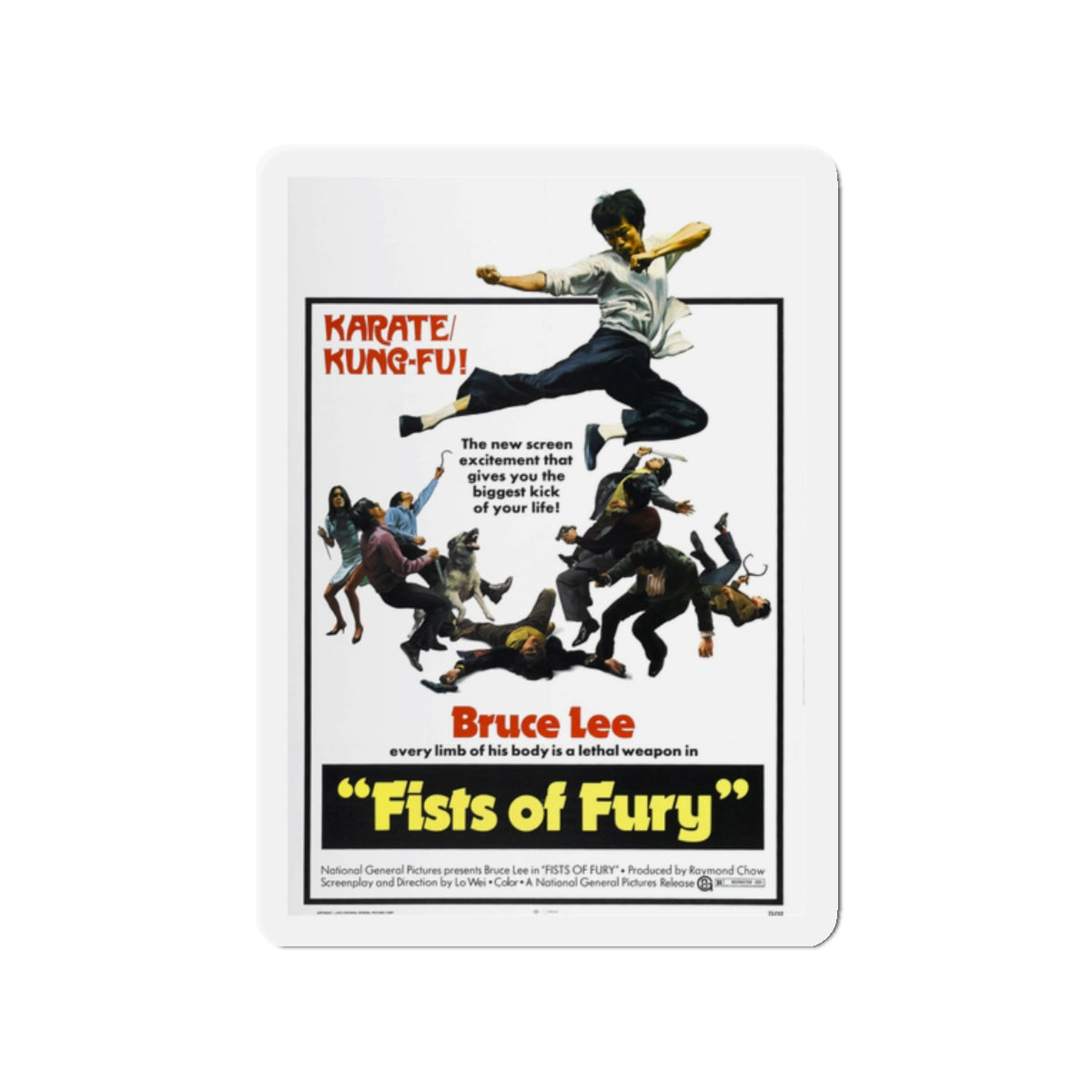 FIST OF FURY (3) 1972 Movie Poster - Die-Cut Magnet-2" x 2"-The Sticker Space