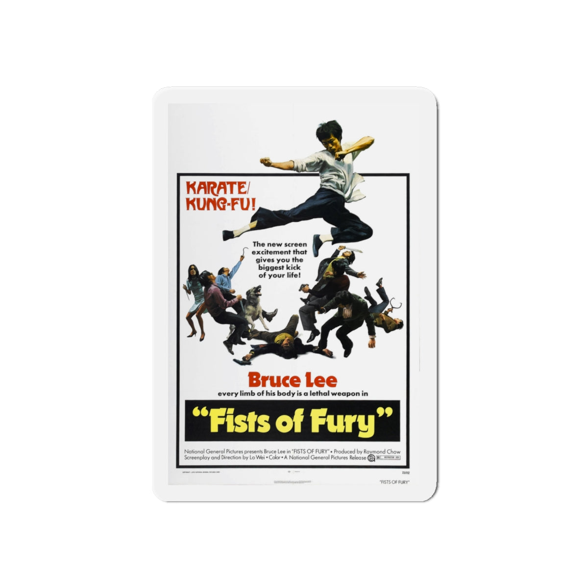 FIST OF FURY (3) 1972 Movie Poster - Die-Cut Magnet-6 × 6"-The Sticker Space