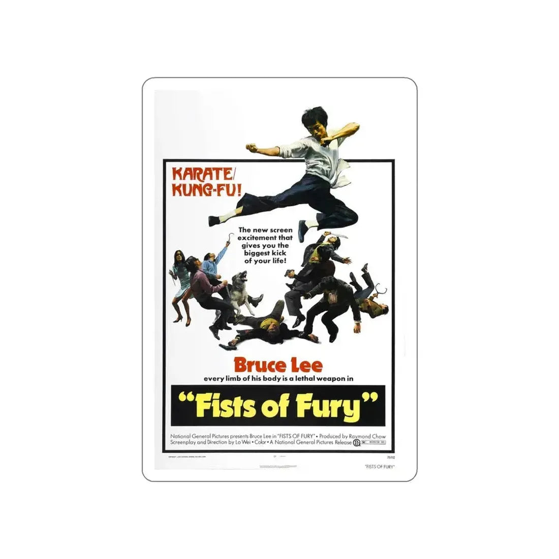 FIST OF FURY (3) 1972 Movie Poster STICKER Vinyl Die-Cut Decal 5 Inch - The Sticker Space
