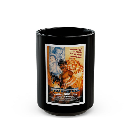 FISTS OF STEEL 1989 Movie Poster - Black Coffee Mug-15oz-The Sticker Space