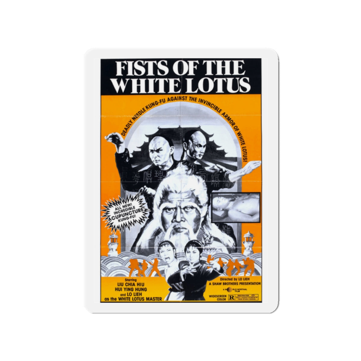 FISTS OF THE WHITE LOTUS 1980 Movie Poster - Die-Cut Magnet-2" x 2"-The Sticker Space