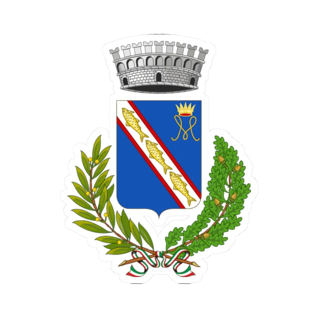 Fiuggi-Stemma (Italy) (Coat of Arms) STICKER Vinyl Kiss-Cut Decal 2 Inch White - The Sticker Space