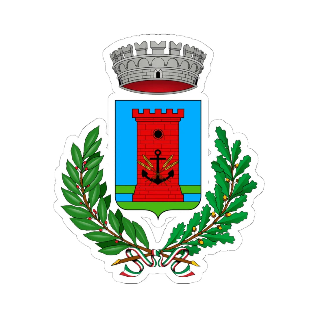 Fiumicino-Stemma (Italy) (Coat of Arms) STICKER Vinyl Kiss-Cut Decal 6 Inch White - The Sticker Space