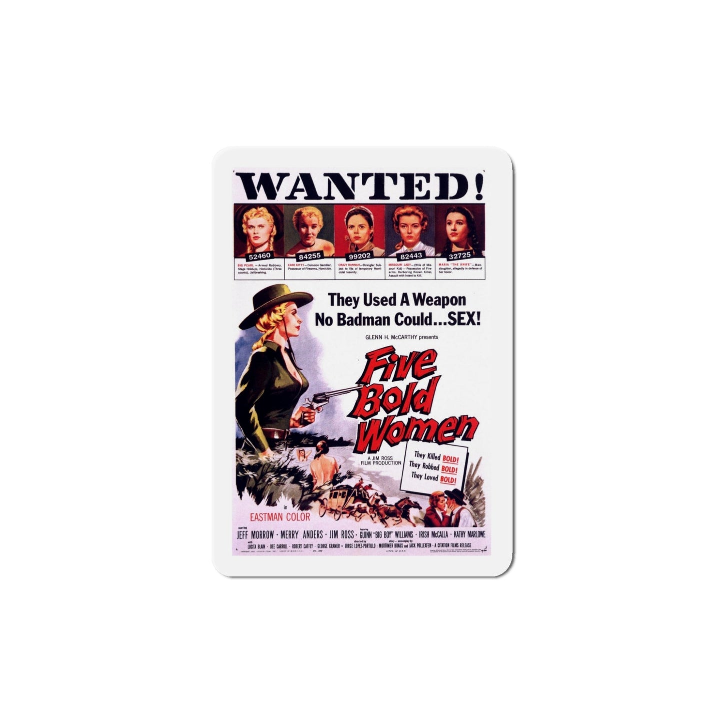 Five Bold Women 1960 Movie Poster Die-Cut Magnet-5 Inch-The Sticker Space