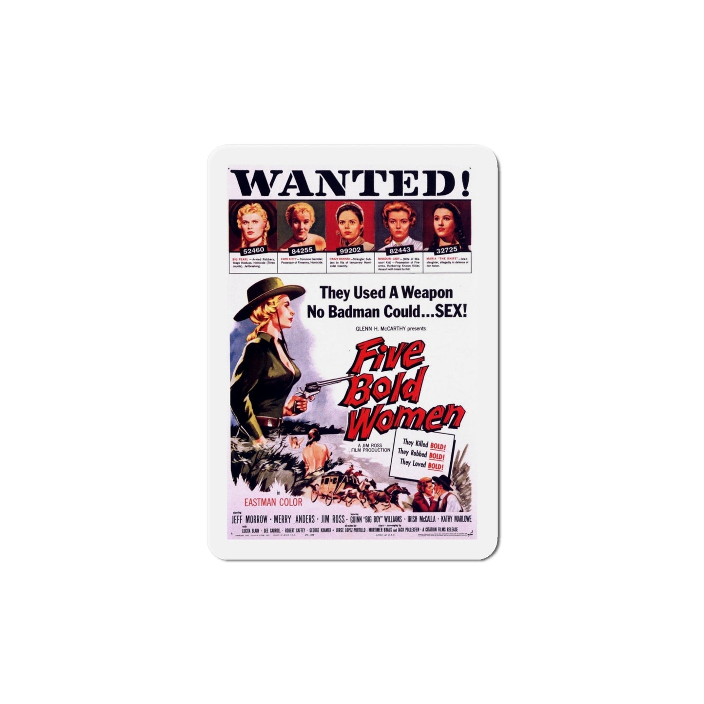 Five Bold Women 1960 Movie Poster Die-Cut Magnet-6 Inch-The Sticker Space