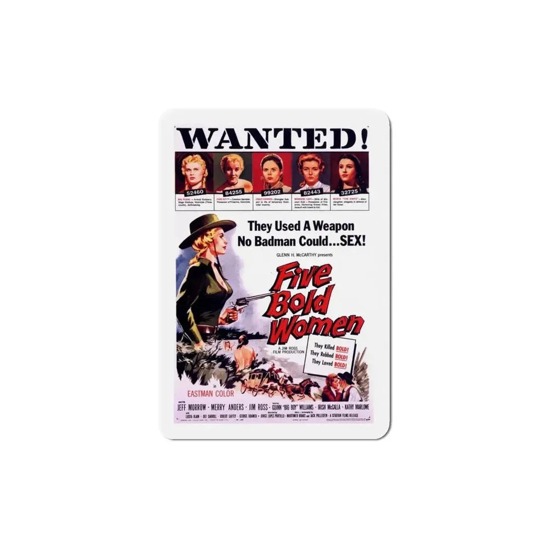Five Bold Women 1960 Movie Poster Refrigerator Magnet - The Sticker Space
