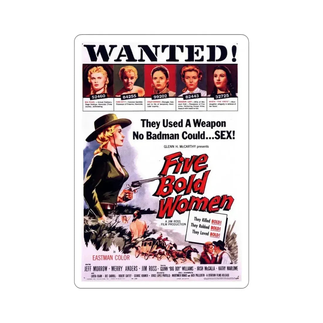 Five Bold Women 1960 Movie Poster STICKER Vinyl Die-Cut Decal 5 Inch - The Sticker Space