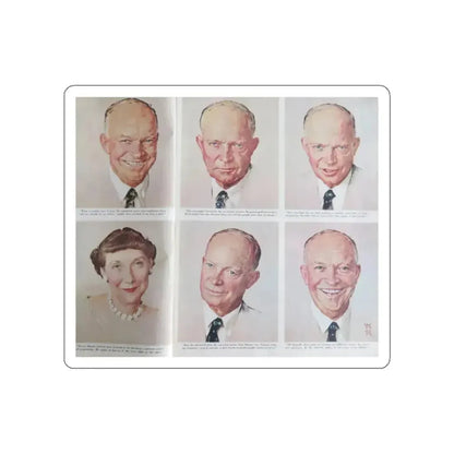 Five Faces Of Ike (Magazine Illustration) STICKER Vinyl Die-Cut Decal - The Sticker Space