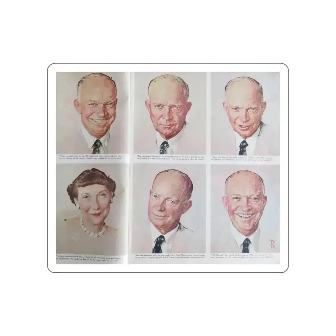 Five Faces Of Ike (Magazine Illustration) STICKER Vinyl Die-Cut Decal - The Sticker Space