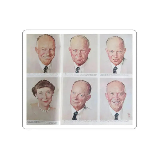 Five Faces Of Ike (Magazine Illustration) STICKER Vinyl Die-Cut Decal White Die-Cut 2 Inch - The Sticker Space
