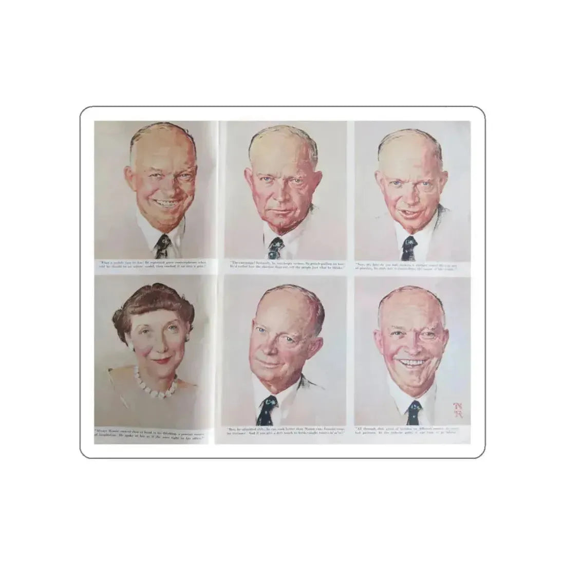 Five Faces Of Ike (Magazine Illustration) STICKER Vinyl Die-Cut Decal White Die-Cut 5 Inch - The Sticker Space