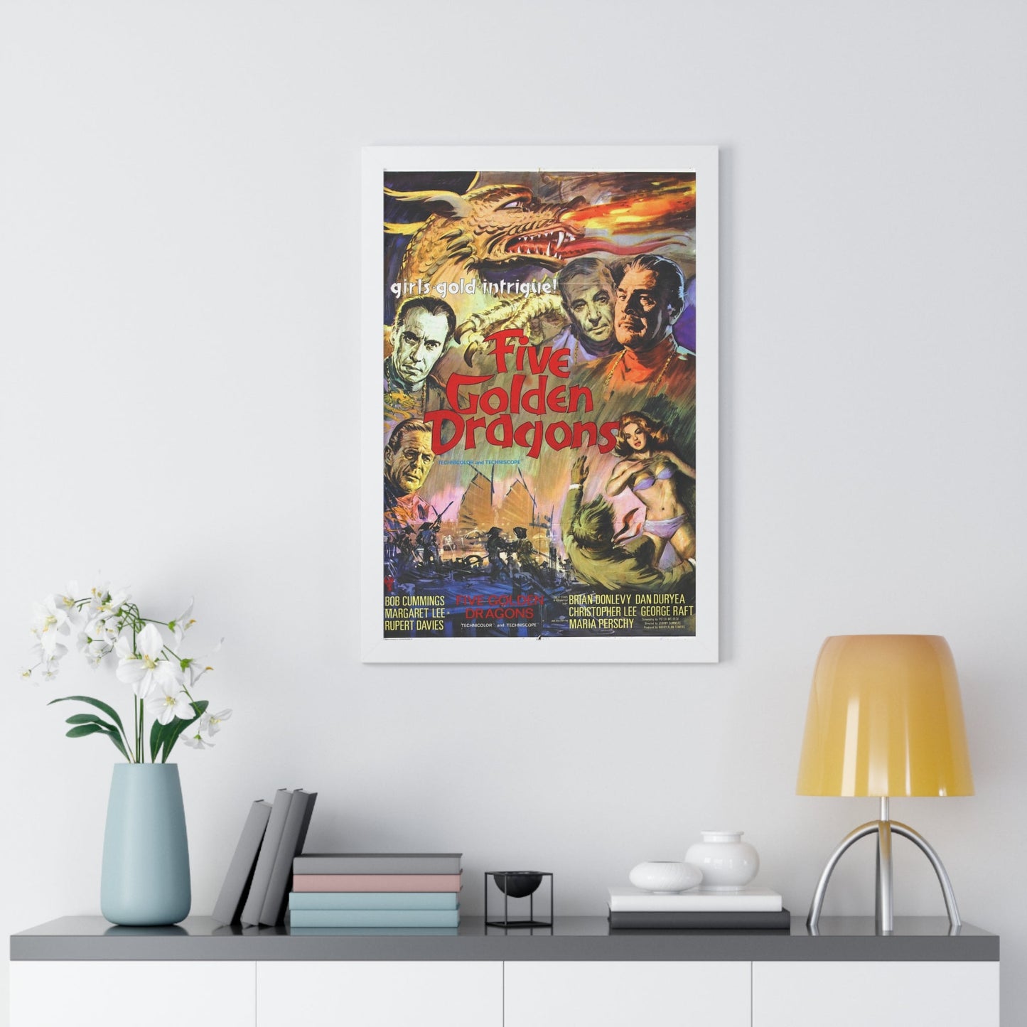 FIVE GOLDEN DRAGONS 1967 - Framed Movie Poster-The Sticker Space