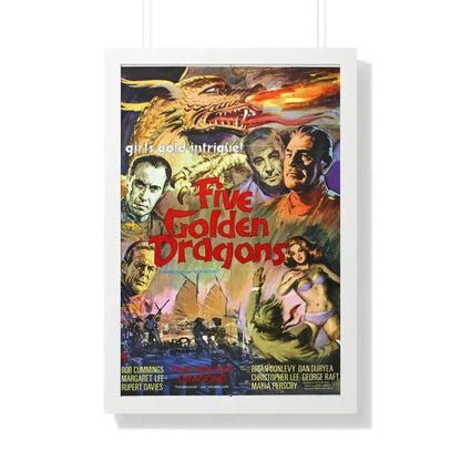 FIVE GOLDEN DRAGONS 1967 - Framed Movie Poster 20" x 30" White - The Sticker Space