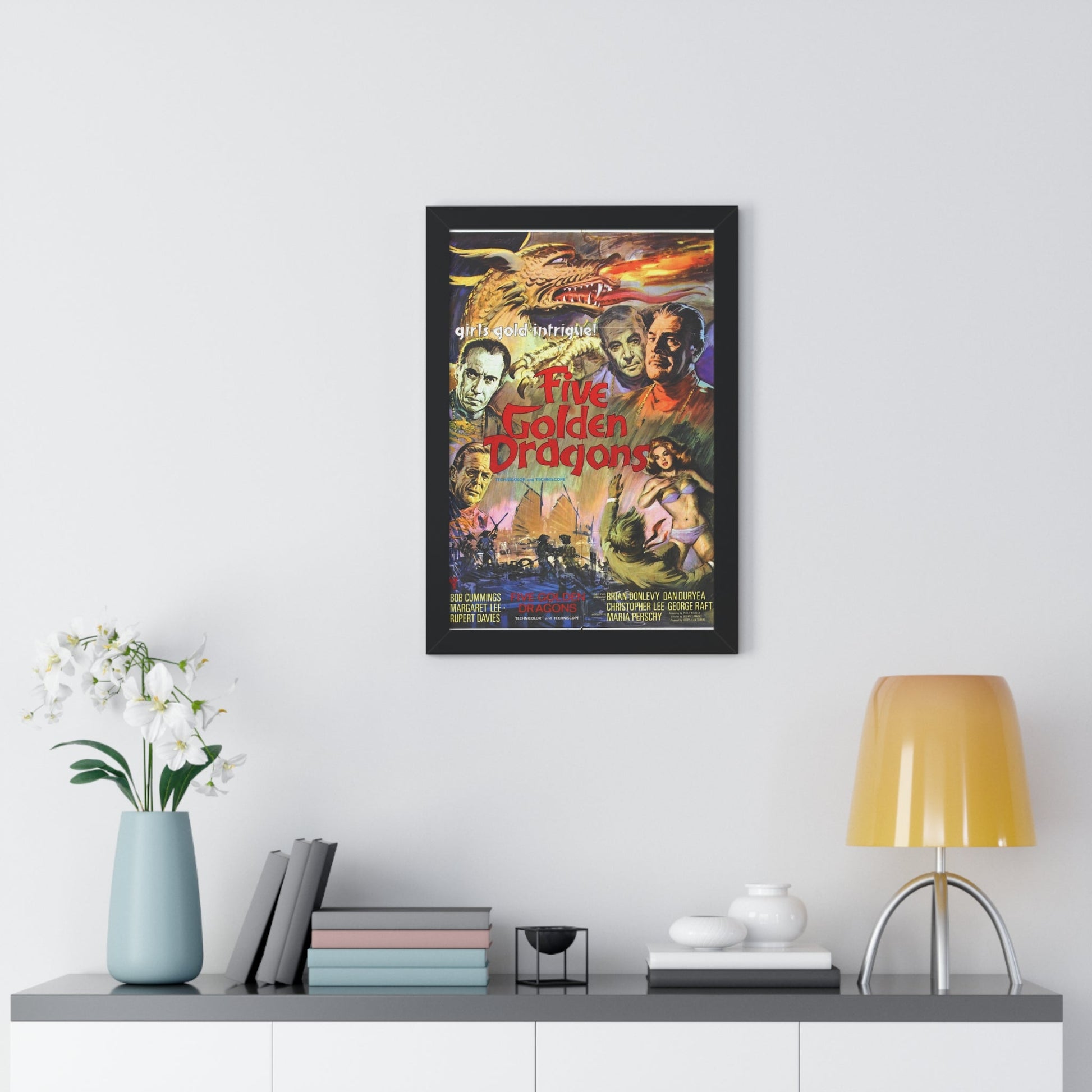 FIVE GOLDEN DRAGONS 1967 - Framed Movie Poster-The Sticker Space