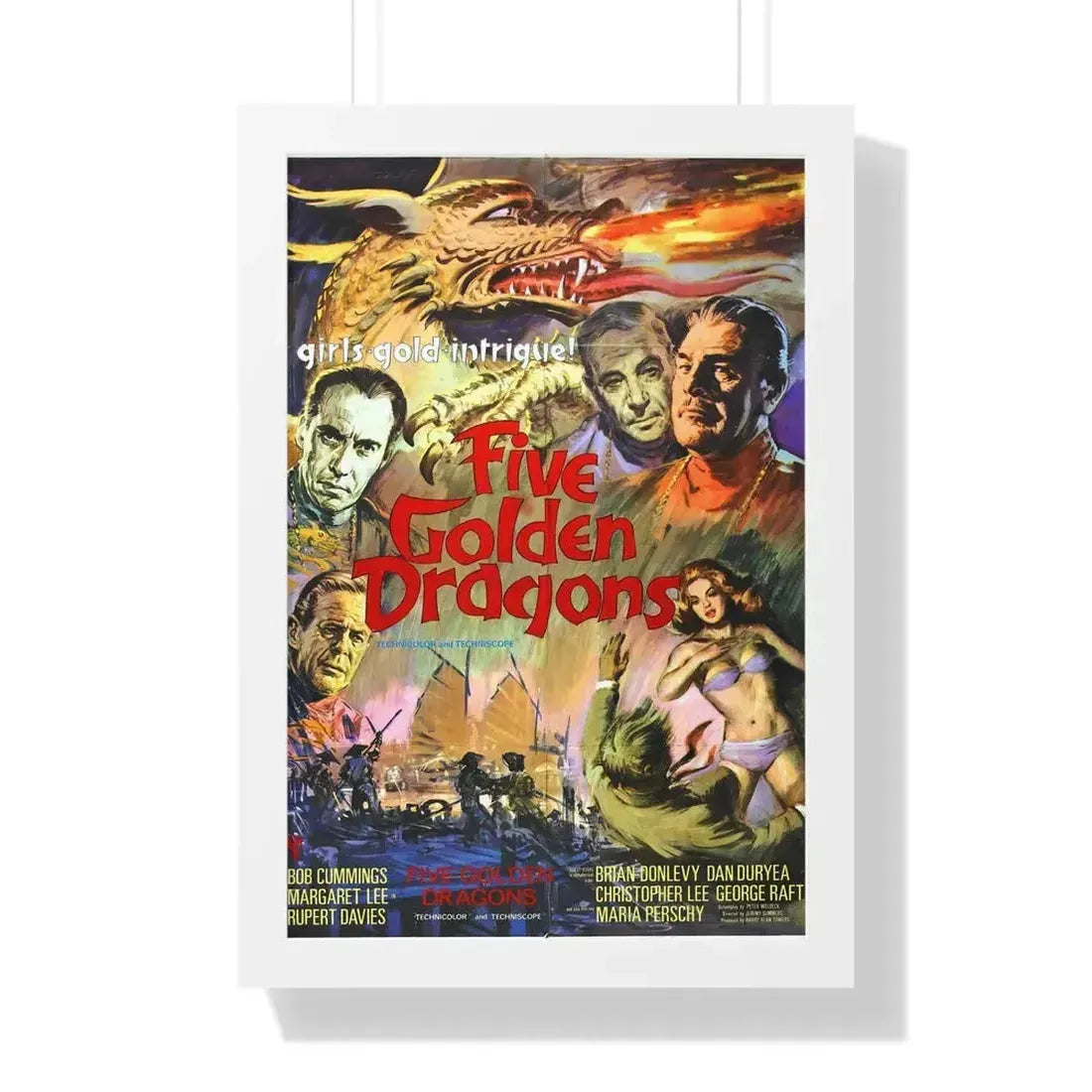 FIVE GOLDEN DRAGONS 1967 - Framed Movie Poster - The Sticker Space