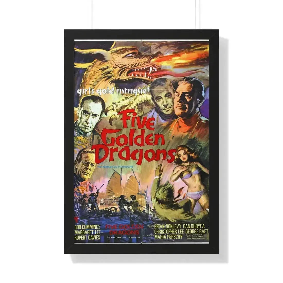 FIVE GOLDEN DRAGONS 1967 - Framed Movie Poster - The Sticker Space
