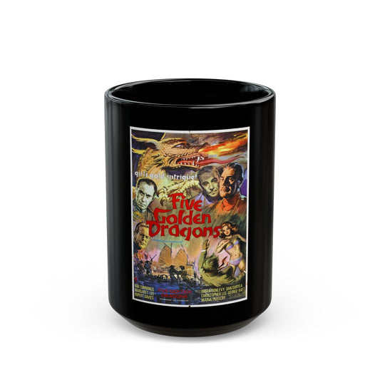 FIVE GOLDEN DRAGONS 1967 Movie Poster - Black Coffee Mug-15oz-The Sticker Space