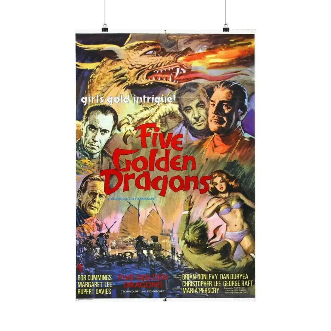 FIVE GOLDEN DRAGONS 1967 - Paper Movie Poster 20″ x 30″ Matte - The Sticker Space