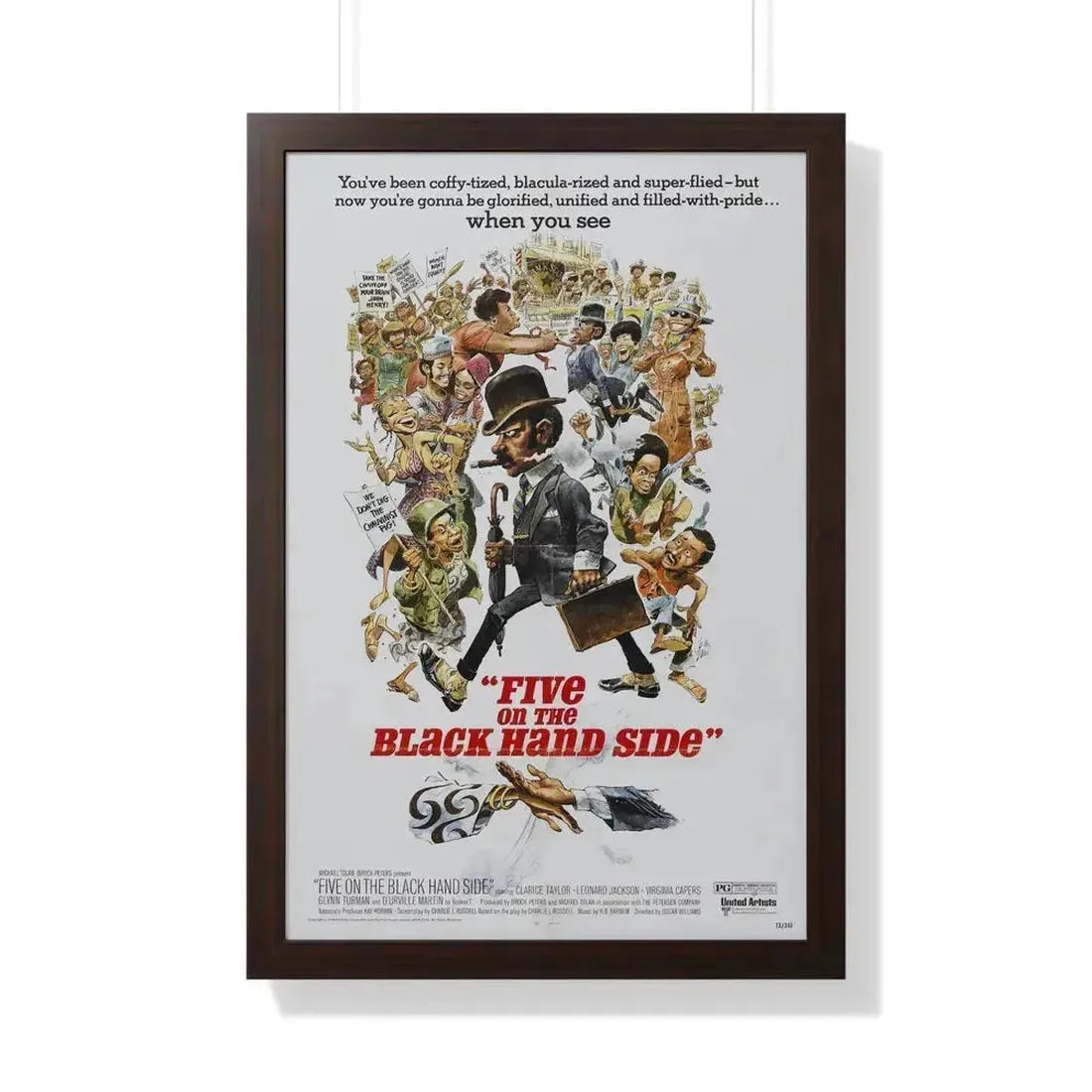 FIVE ON THE BLACK HAND SIDE 1973 - Framed Movie Poster 20" x 30" Walnut - The Sticker Space