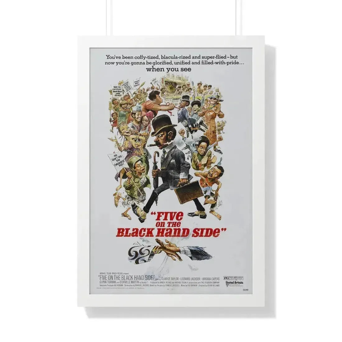 FIVE ON THE BLACK HAND SIDE 1973 - Framed Movie Poster 20" x 30" White - The Sticker Space
