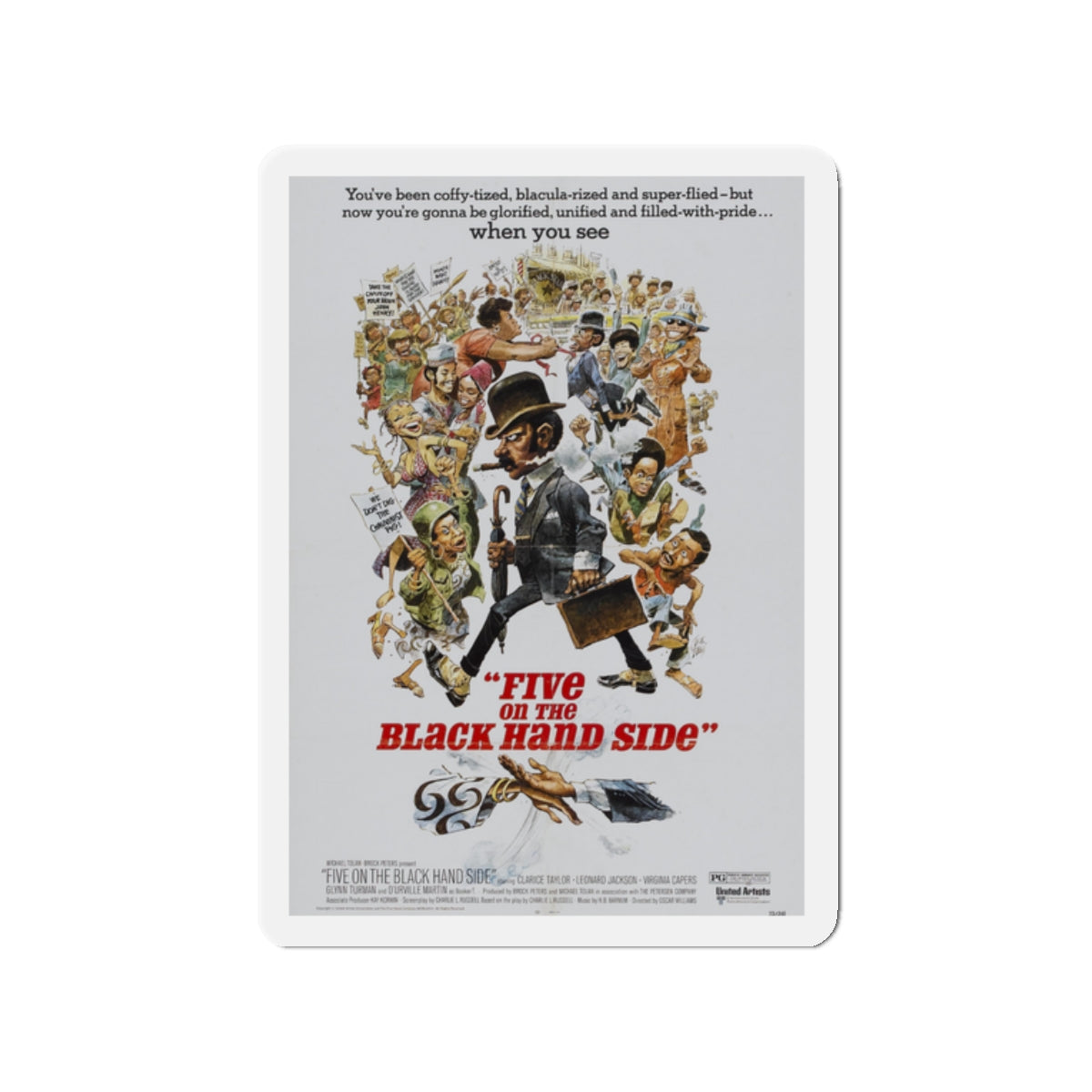 FIVE ON THE BLACK HAND SIDE 1973 Movie Poster - Die-Cut Magnet-2" x 2"-The Sticker Space