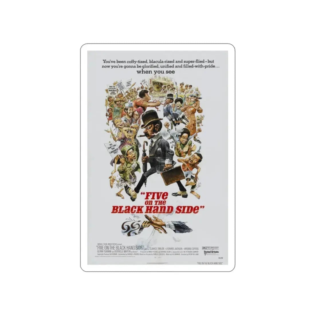 FIVE ON THE BLACK HAND SIDE 1973 Movie Poster STICKER Vinyl Die-Cut Decal 2 Inch - The Sticker Space