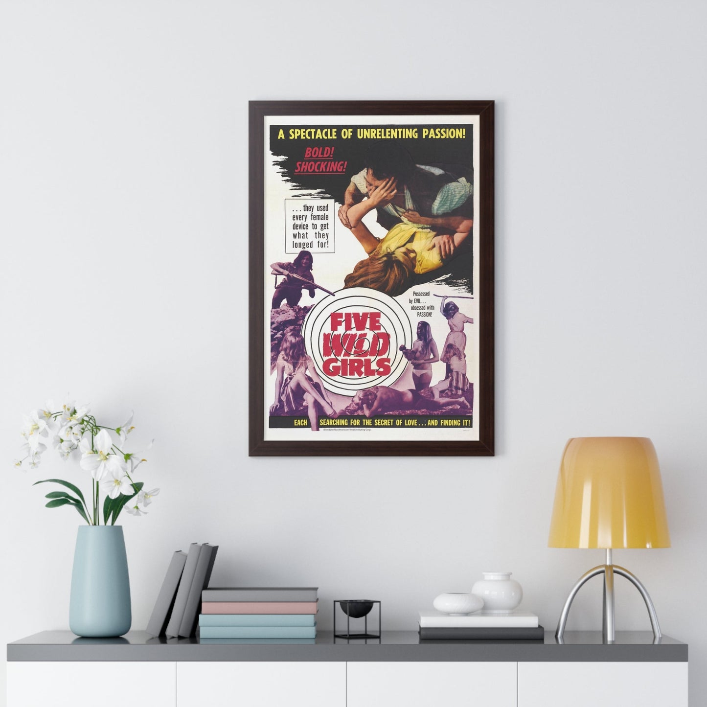 FIVE WILD GIRLS 1964 - Framed Movie Poster-The Sticker Space