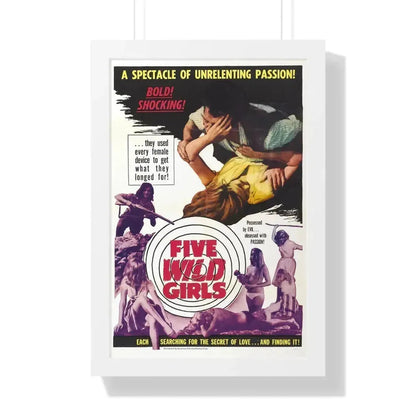 FIVE WILD GIRLS 1964 - Framed Movie Poster 16″ x 24″ White - The Sticker Space