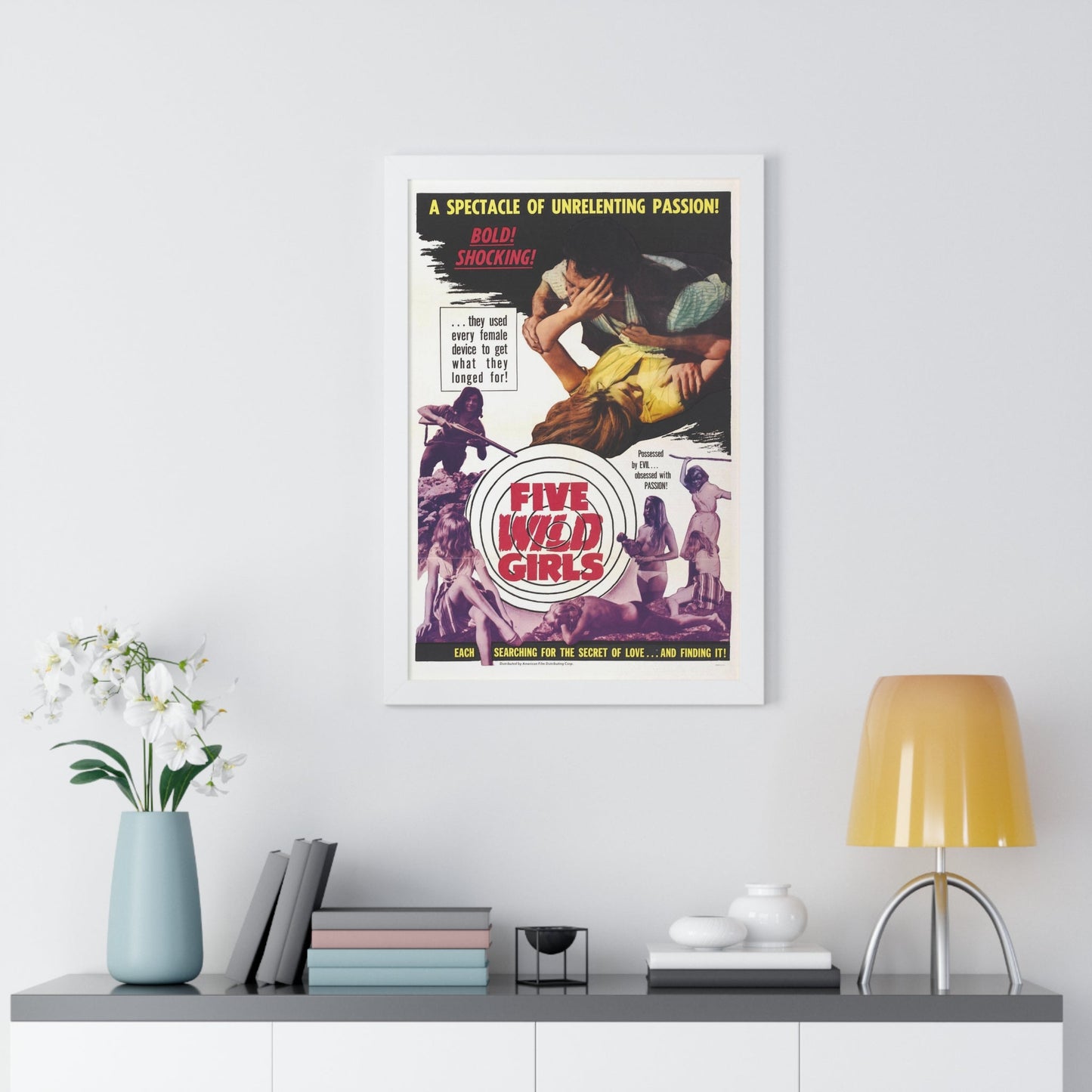 FIVE WILD GIRLS 1964 - Framed Movie Poster-The Sticker Space