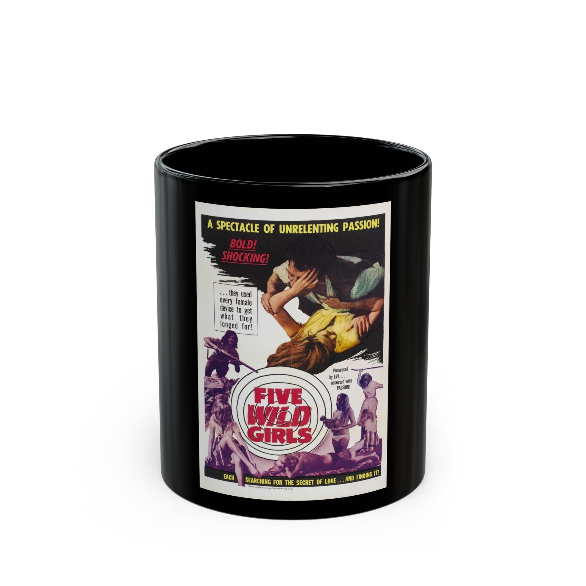 FIVE WILD GIRLS 1964 Movie Poster - Black Coffee Mug-11oz-The Sticker Space