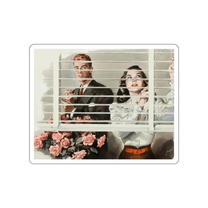 Fixing the Blinds (Magazine Illustration) STICKER Vinyl Die-Cut Decal White Die-Cut 2 Inch - The Sticker Space