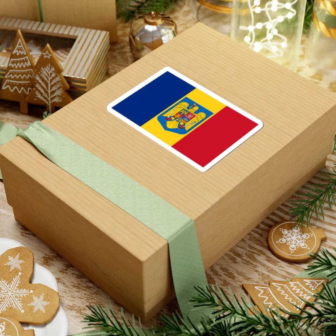 Flag and coat of arms of Romania 1992-2016 (Oman) STICKER Vinyl Kiss-Cut Decal - The Sticker Space