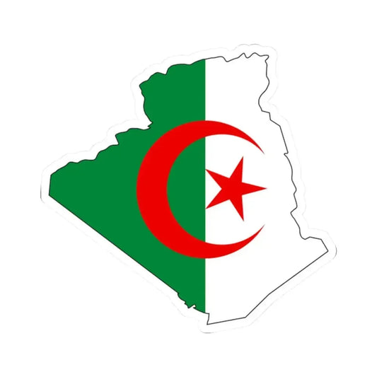 Flag and map of Algeria (Algeria) STICKER Vinyl Kiss-Cut Decal 2 Inch White - The Sticker Space