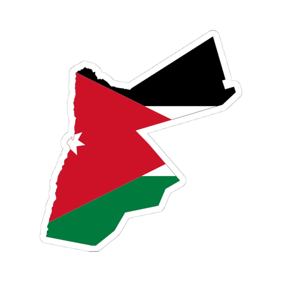 Flag and map of Jordan (Jordan) STICKER Vinyl Kiss-Cut Decal 4 Inch White - The Sticker Space