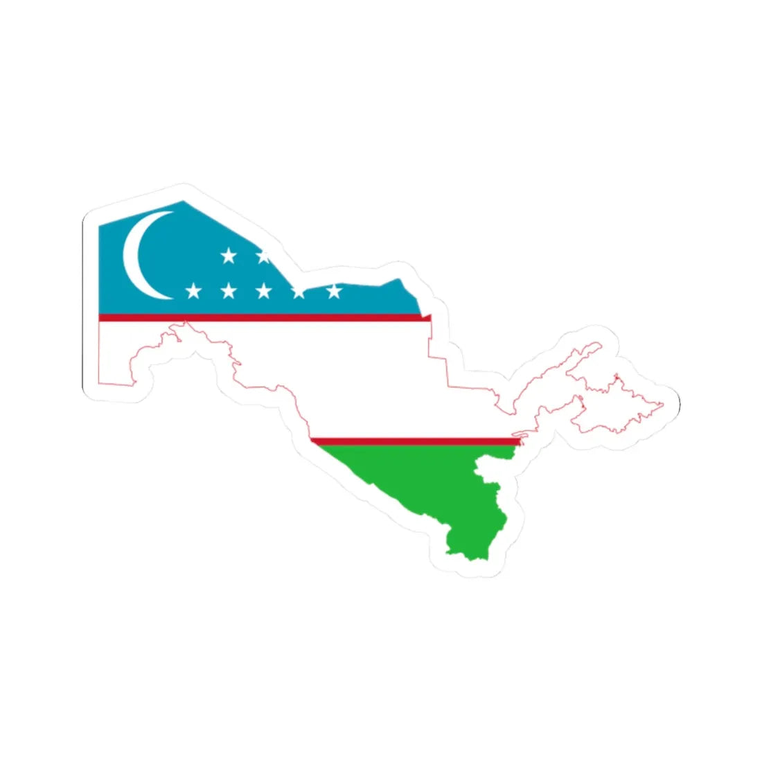 Flag and map of Uzbekistan (Uzbekistan) STICKER Vinyl Kiss-Cut Decal 2 Inch White - The Sticker Space