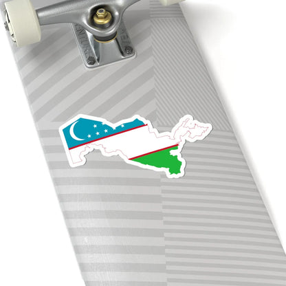 Flag and map of Uzbekistan (Uzbekistan) STICKER Vinyl Kiss-Cut Decal - The Sticker Space