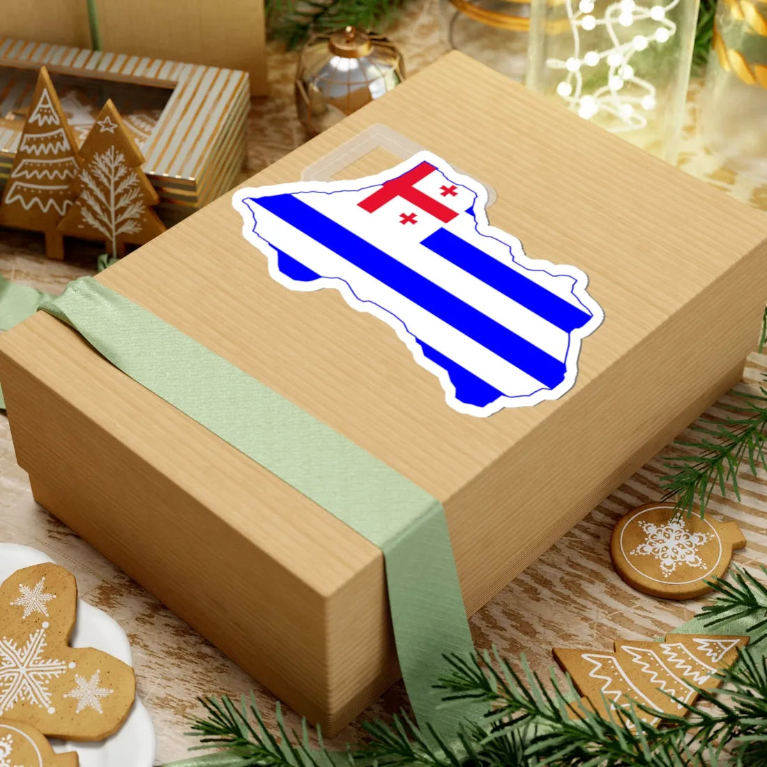 Flag map of Adjara (Georgia) STICKER Vinyl Kiss-Cut Decal - The Sticker Space