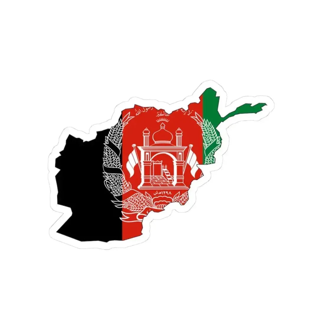 Flag map of Afghanistan 2004-2021 (Afghanistan) STICKER Vinyl Kiss-Cut Decal 3 Inch White - The Sticker Space