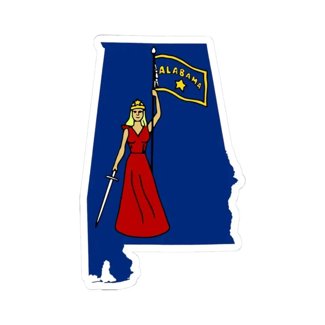 Flag-map of Alabama 1861 (United States) STICKER Vinyl Kiss-Cut Decal 3 Inch White - The Sticker Space