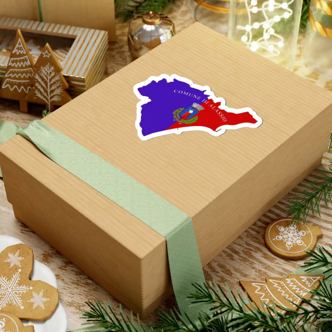 Flag map of Alassio (Italy) STICKER Vinyl Kiss-Cut Decal - The Sticker Space